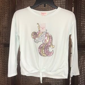 New! Poof Girl Long Sleeve Striped Unicorn Top